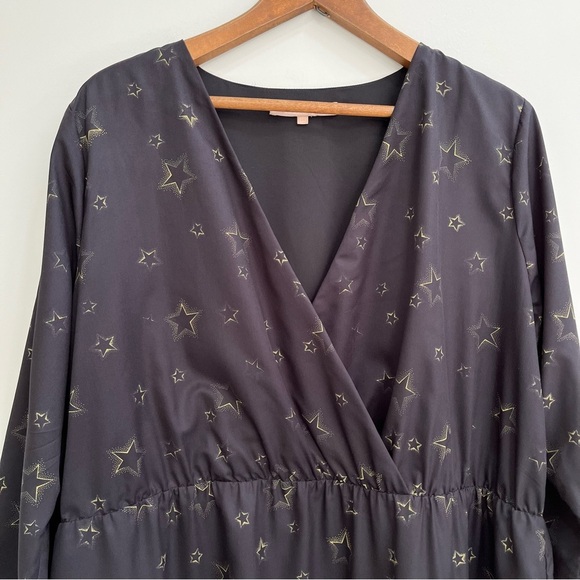 Hutch Anthropologie Starry Night Fit and Flare Dress Long Sleeve Founce 2X - Picture 4 of 10
